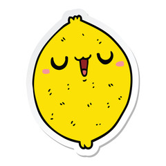 sticker of a cartoon happy lemon