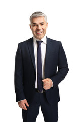 Handsome mature businessman on white background