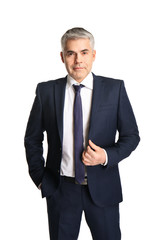 Handsome mature businessman on white background