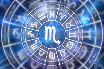 Zodiac Scorpio symbol inside of horoscope circle