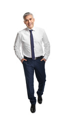 Handsome mature businessman on white background