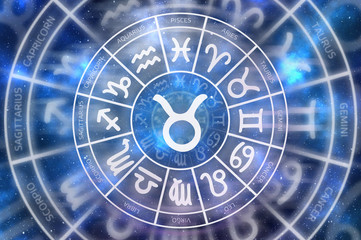 Zodiac Taurus symbol inside of horoscope circle