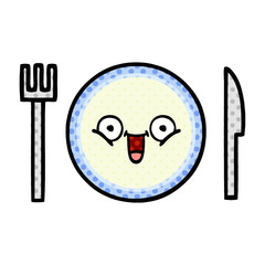 comic book style cartoon dinner plate