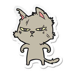 sticker of a tough cartoon cat