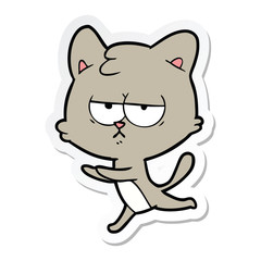 sticker of a bored cartoon cat