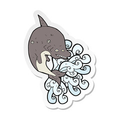 sticker of a cartoon shark