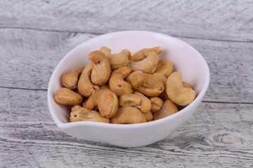 Cashew nuts heap in the bowl