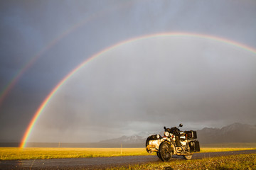 Sidecar riding in the mountains