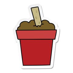sticker of a quirky hand drawn cartoon plant pot