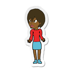 sticker of a cartoon annoyed woman