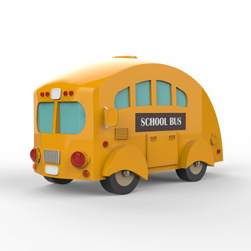 Yellow school bus on white background. 3d render