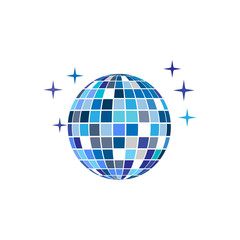 Disco ball party icon isolated on white background. Vector illustration, flat design. - 252783542