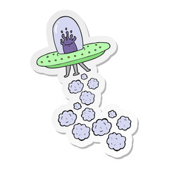 sticker of a cartoon flying saucer