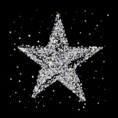 Silver glitter star of many small stars.