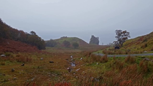 Terrible rain next to the historic road which has beed build by Calum MacDonald of Raasay on the the Isle of Raasay - Scotland