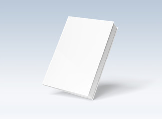 Blank hardcover book mockup floating on white 3D rendering