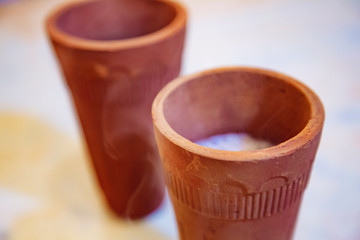 Masala tea in ceramic cups
