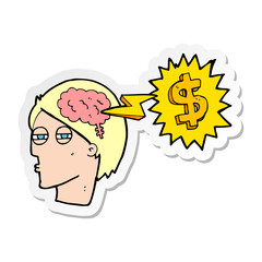 sticker of a thinking of ways to make money cartoon