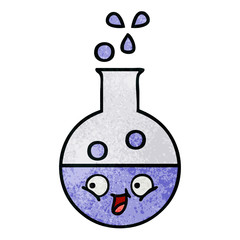 retro grunge texture cartoon test tube