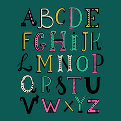 Handdrawn doodle lettering alphabet