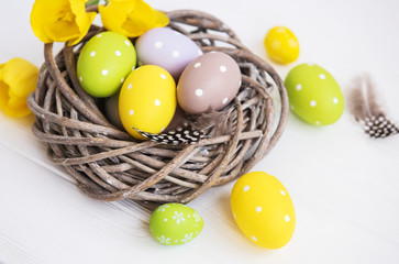 Nest with easter eggs