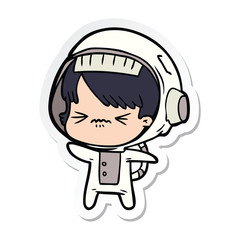 sticker of a angry cartoon space girl