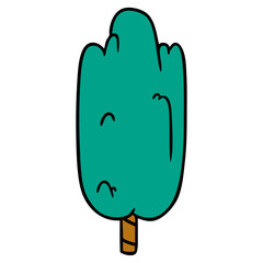 cartoon doodle single green tree