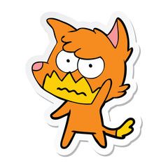 sticker of a cartoon annoyed fox