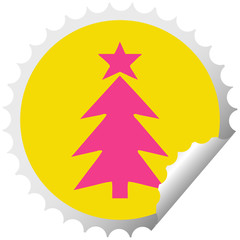 circular peeling sticker cartoon christmas tree