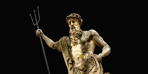 Statue of the Roman god of water of Neptune. In Greek mythology, Poseidon