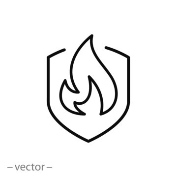 fire protect icon, linear sign on white background - editable vector illustration eps10