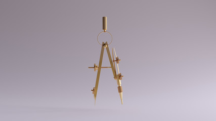 Gold Architects Compass Drawing Tool 3d illustration 3d render 