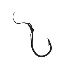 Black fishing hook icon flat isolated on white background.