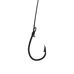 Black fishing hook icon flat isolated on white background. - 252787309