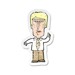 retro distressed sticker of a cartoon grumpy boss