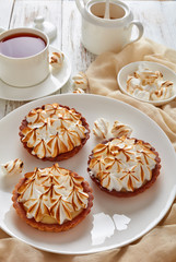 close-up of Lemon meringue chocolate mini pies