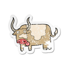 retro distressed sticker of a cartoon bull