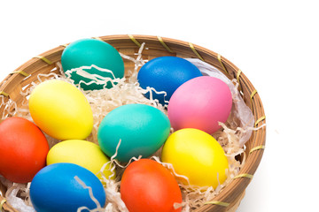 Fototapeta na wymiar easter eggs in basket