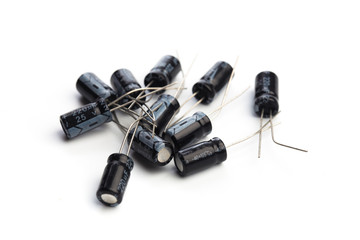 Capacitors isolated on white background