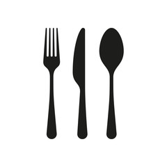 Spoon, knife, fork silhouettes icons. - obrazy, fototapety, plakaty