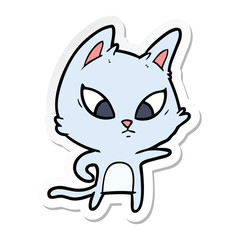 sticker of a confused cartoon cat