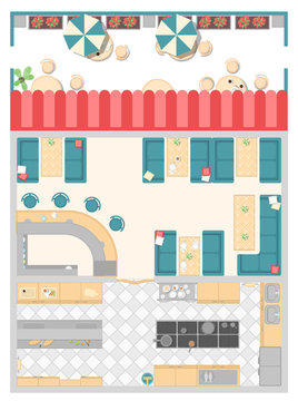 Cafe interior elements - modern vector colorful illustration