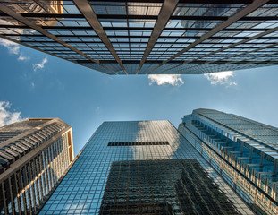 Fototapeta na wymiar High rise office buildings from bottom up view at Philadelphia