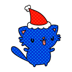 christmas cartoon of kawaii cat
