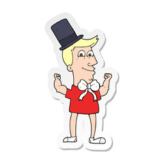sticker of a cartoon celebrating man