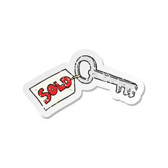 retro distressed sticker of a cartoon new house key