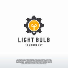 Fototapeta na wymiar Light Bulb Tech logo template vector, Idea and gear logo template