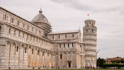 Fototapeta premium day time view of the duomo and famous leaning tower, pisa