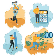 Teamwork. Marketers, managers analyze, data