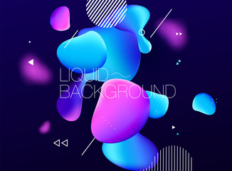 Abstract vertical composition color liquid shapes. Flow. Fluid. Blue and pink. geometric elements. Modern background. Vector illustration. eps 10